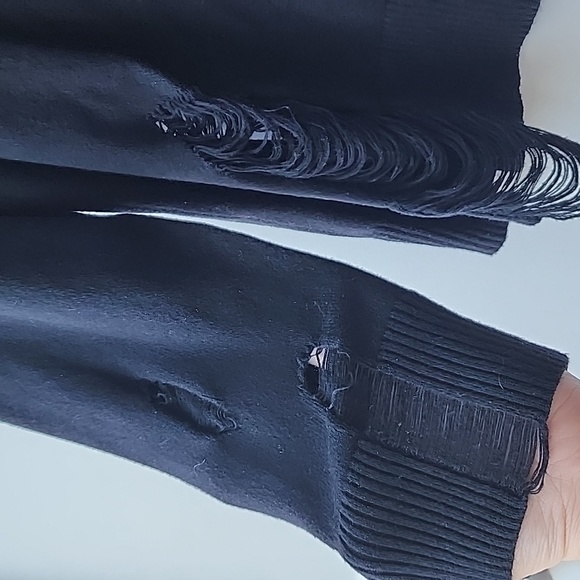 n:philanthropy Distressed Cotton Silk Knit Crewneck Sweater - Picture 3 of 6